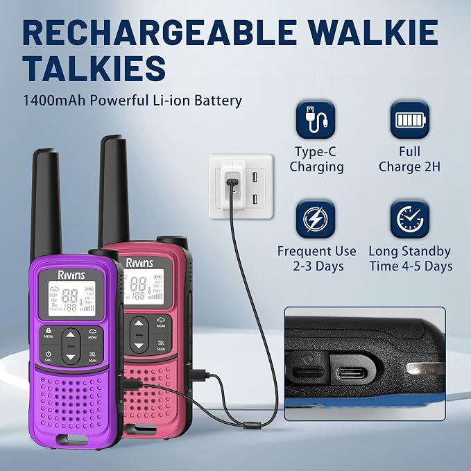 Radios Walkie Talkies Long Range: Rivins F22 Rechargeable Walkie Talkies - Image 3