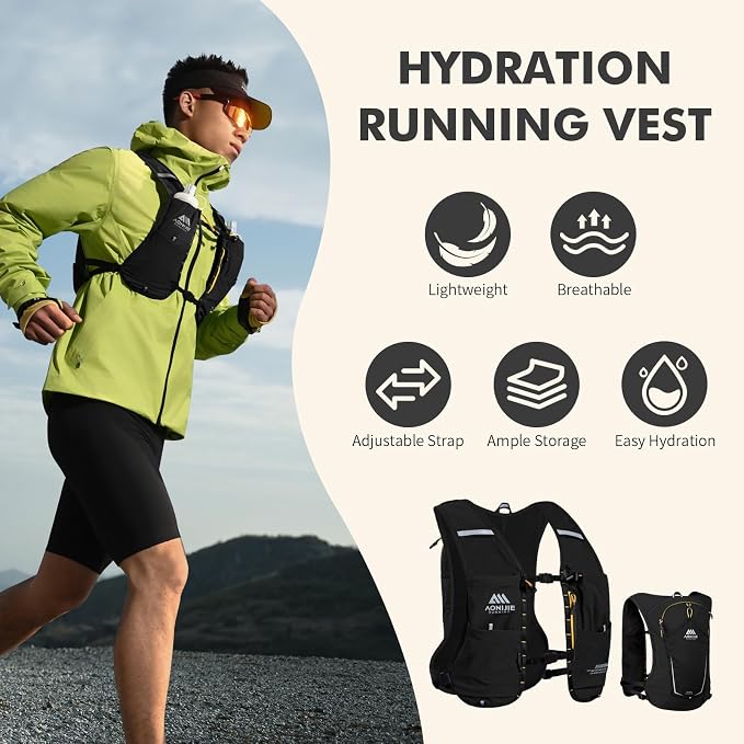 AONIJIE Running Hydration Vest for Men & Women, 8L Hydration Backpack, - Image 5