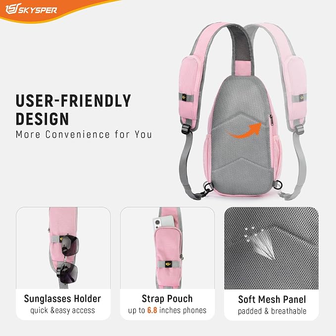 SKYSPER Sling Bag RFID Cross Body Bag Recycled Crossbody Backpack Travel Daypack - Image 4