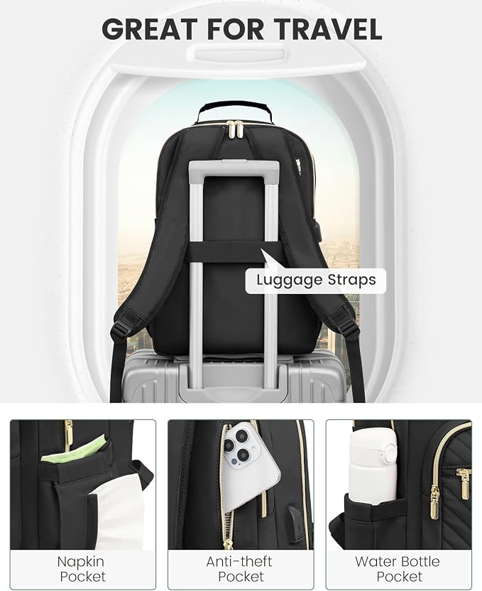 LOVEVOOK Laptop Backpack for Women, Travel Computer Work Bags - Image 4
