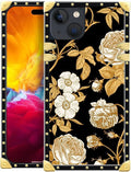 Compatible with iPhone 15 Case, Blooming Rose Golden Flower Luxury Golden by Unknown