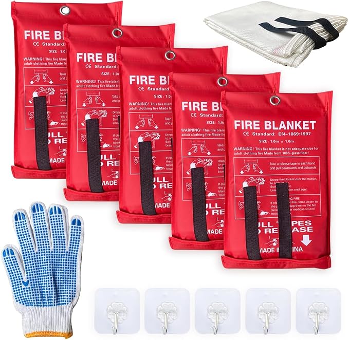 Leberna 5 Pack 39.9x39.3 Fire Blanket Fire Suppression Blanket | Fiberglass by FireBlanketofAllSizes