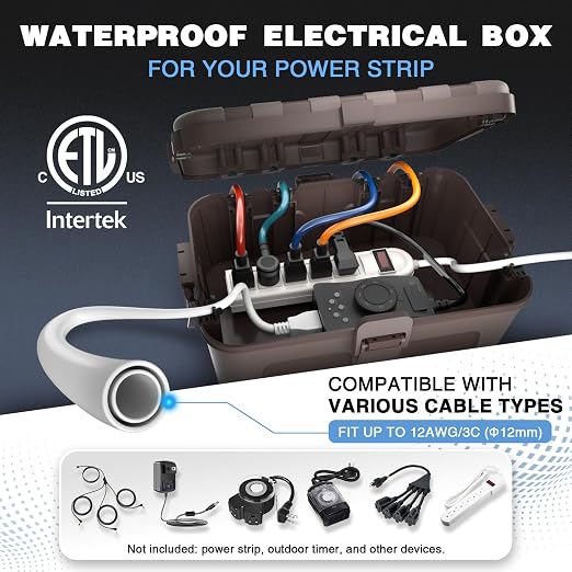 Flemoon Outdoor Electrical Box Waterproof, IP54 Waterproof Extension Cord Cover - Image 2
