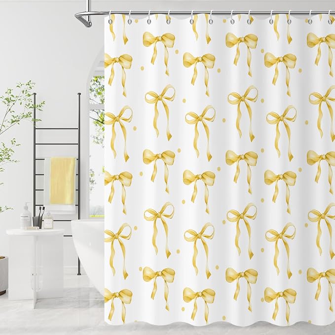 Yellow Bow Shower Curtain by Caheansi