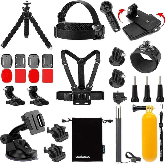 Luxebell Accessories Kit for AKASO EK5000 EK7000 4K WiFi Action Camera GoPro by Luxebell