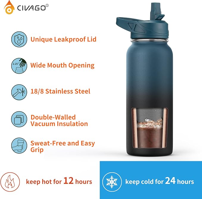 CIVAGO 40 oz Insulated Water Bottle - Image 3