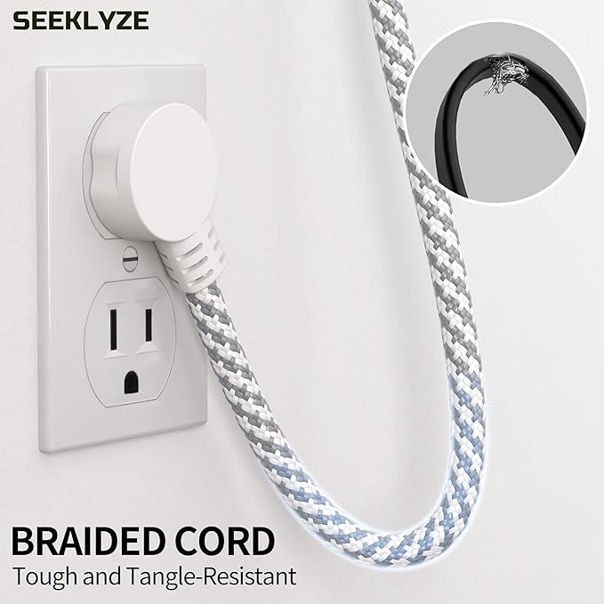 16 Gauge Braided Extension Cord 15 FT, 16/3 Flat Plug Power Cord Indoor - Image 5
