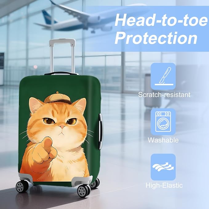 ANNA QUEEN Funny Cat Luggage Cover, Cute Cartoon Stretchable Suitcase Protector - Image 3