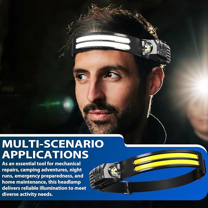 Rechargeable Headlamps 2 Pack, LED Headlight 230° Ultra Wide Beam, 6 Modes - Image 6
