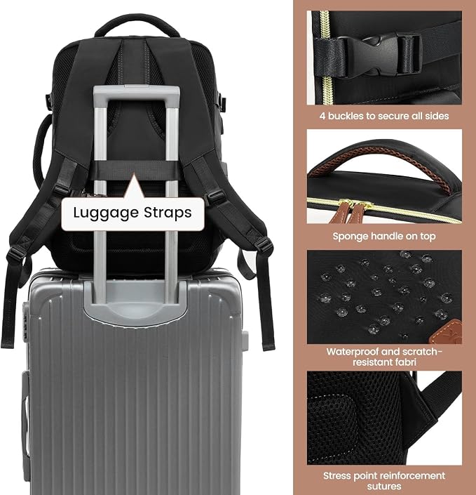 LOVEVOOK 40L Travel Backpack Carry On Airline Approved, Large Backpack - Image 7