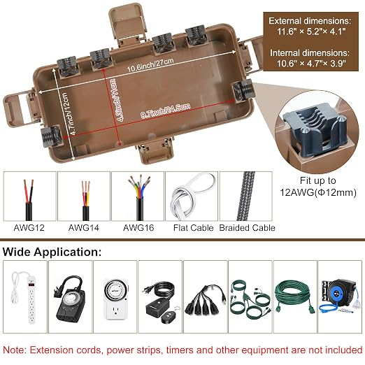 Outdoor Electrical Box Waterproof, OUTDSPLY Medium Outdoor Electrical Box w/ 6 - Image 5