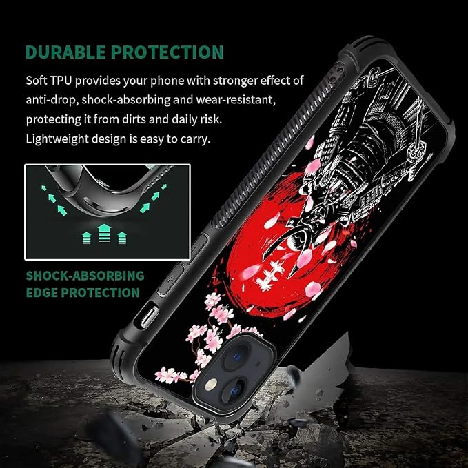 for iPhone 15 Plus Case, Sakura Japanese Samurai Pattern Graphic Design Girl - Image 7
