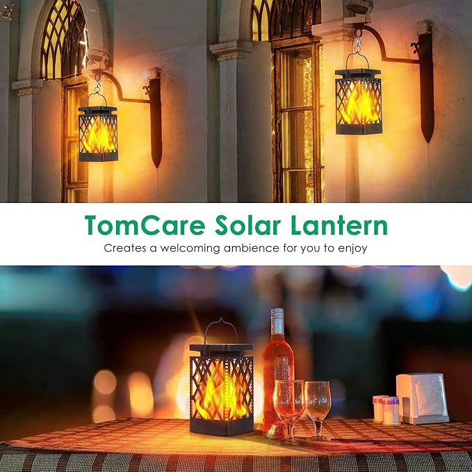 TomCare Solar Lights Outdoor Flickering Flame Solar Lantern Outdoor Waterproof - Image 6