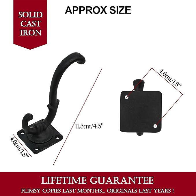 Mystic Colonial Medieval Wall Hooks Hand-Forged Black Coated | Rustic - Image 2
