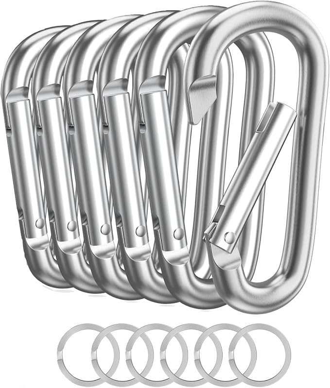 Carabiner Keychain Clip -3" Aluminum Carabiner D Ring, Caribeener Clips by LINGXINXIN