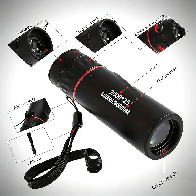 Mini Monocular Telescope with Phone Adapter, 25X Magnification Portable Single - Image 5