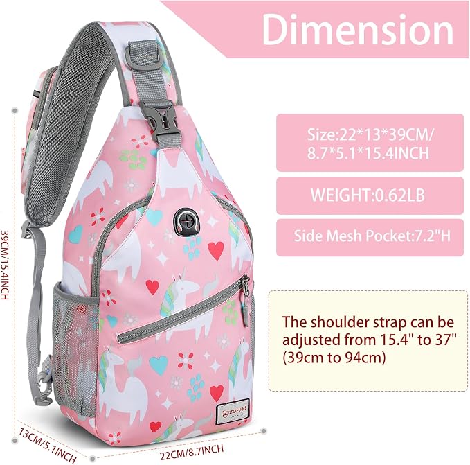 ZOMAKE Sling Bag, Small Crossbody Sling Backpack, Water Resistant Shoulder - Image 2