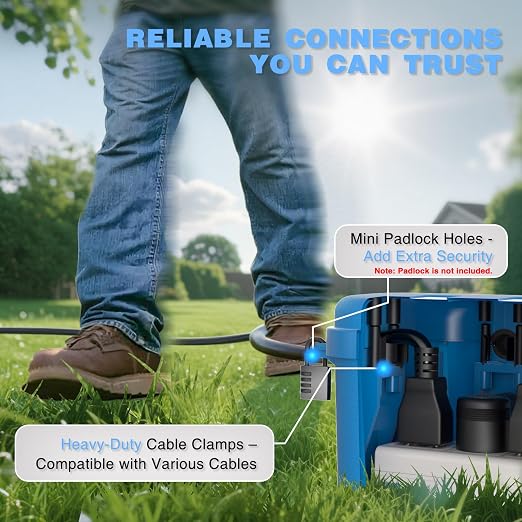 Flemoon Medium Outdoor Electrical Box, IP54 Waterproof Extension Cord Cover w/6 - Image 8