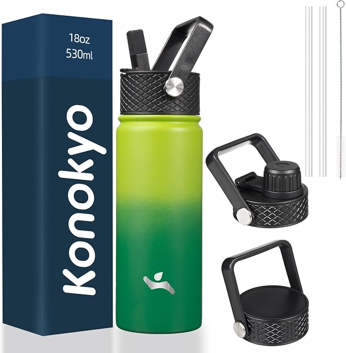 Konokyo 18 oz Insulated Water Bottle Stainless Steel Sport Bottles by Konokyo
