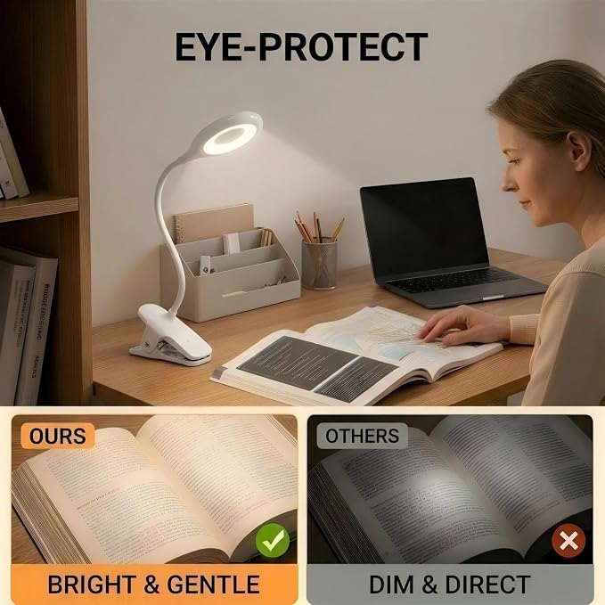 Reading Light, 28 LEDs Rechargeable Clip on Lamp, 3 Color x 3 Brightness Clip - Image 3