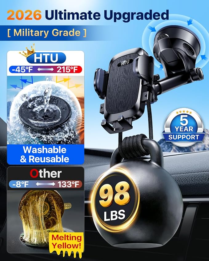 HTU 【98+LBS Strongest Suction & Military-Grade】 Ultimate Car Phone Mount【Patent - Image 3
