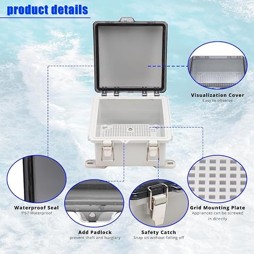 MAKERELE Small Junction Box Plastic Hinged Cover Transparent Lid IP67 Outdoor - Image 4