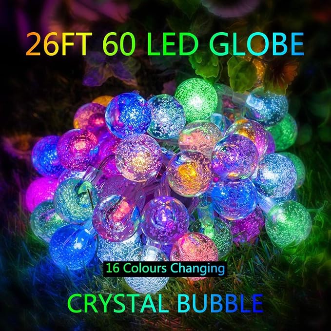 Metaku RGB Globe String Lights Battery Operated 26ft 60LED Fairy String Lights - Image 2