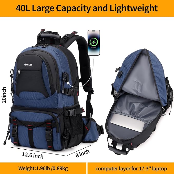 Nerlion 40L Hiking Backpack Travel Backpack - Image 5