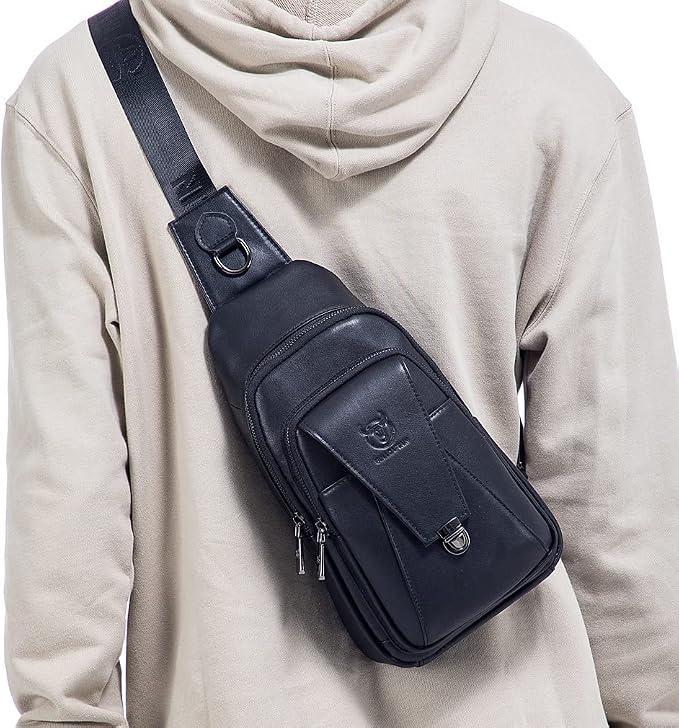 Hebetag Leather Sling Bag Crossbody Backpack - Image 8