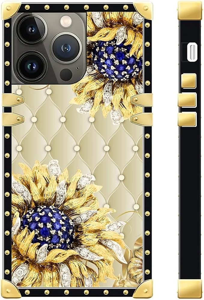 Compatible with iPhone 13 Pro Max Case, Sunflower Diamonds Leather Luxury - Image 3