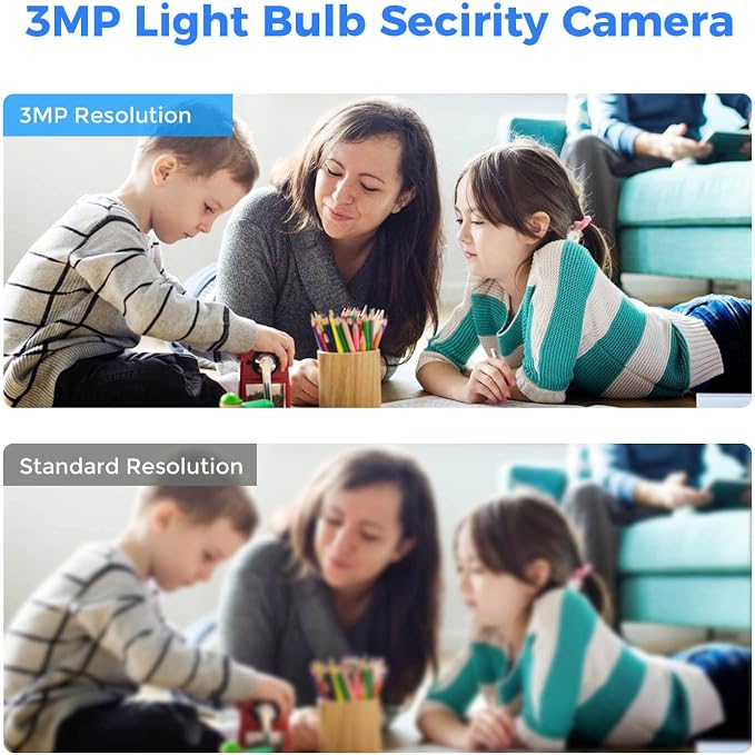 Hiseeu Light Bulb Security Camera, 2.4GHz 5GHz WiFi Light Bulb Camera, - Image 3