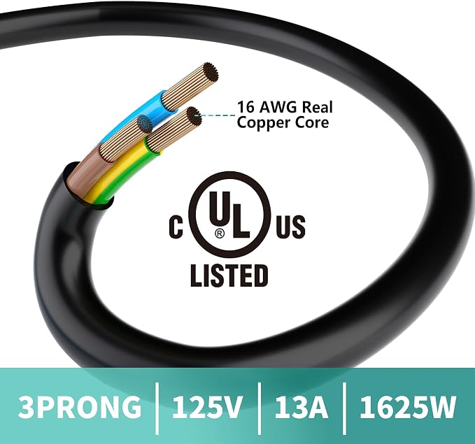 2 Way Power Cord Splitter Cable 15 Ft-3 Prong 1 to 2 Extension Cord-Outlet - Image 6
