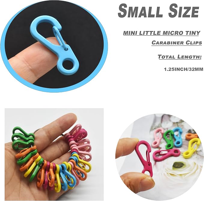 Mini Carabiner Clips with Metal Spring Wiregate Hook and Little Eye Hole - Image 4