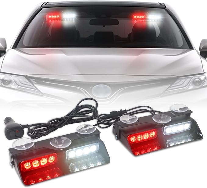 XRIDONSEN 2 in 1 Emergency Dash Lights Red White Volunteer Firefighter Lights by XRIDONSEN