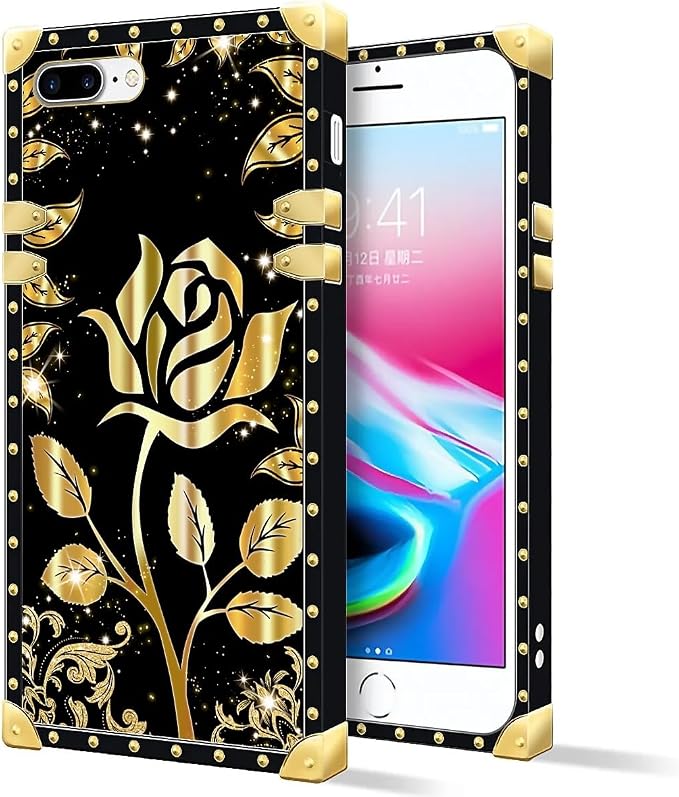 Compatible with iPhone 8 7 SE Case, Shine Gold Rose Luxury Golden Decoration by Unknown