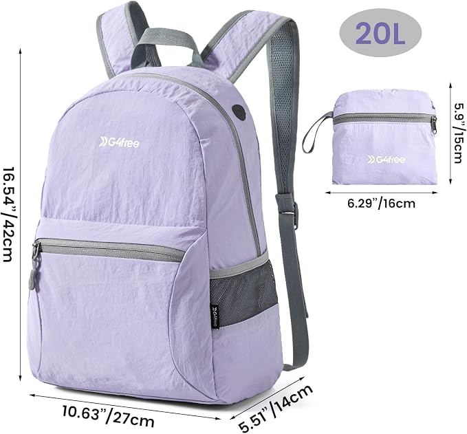G4Free 20L Lightweight Packable Backpack Travel Hiking Daypack Foldable Backpack - Image 7