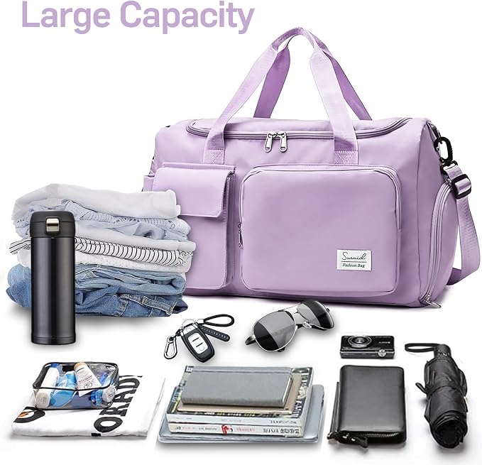 Suruid Travel Duffel Bag with Shoes Compartment Sports Gym Bag with Dry Wet - Image 5