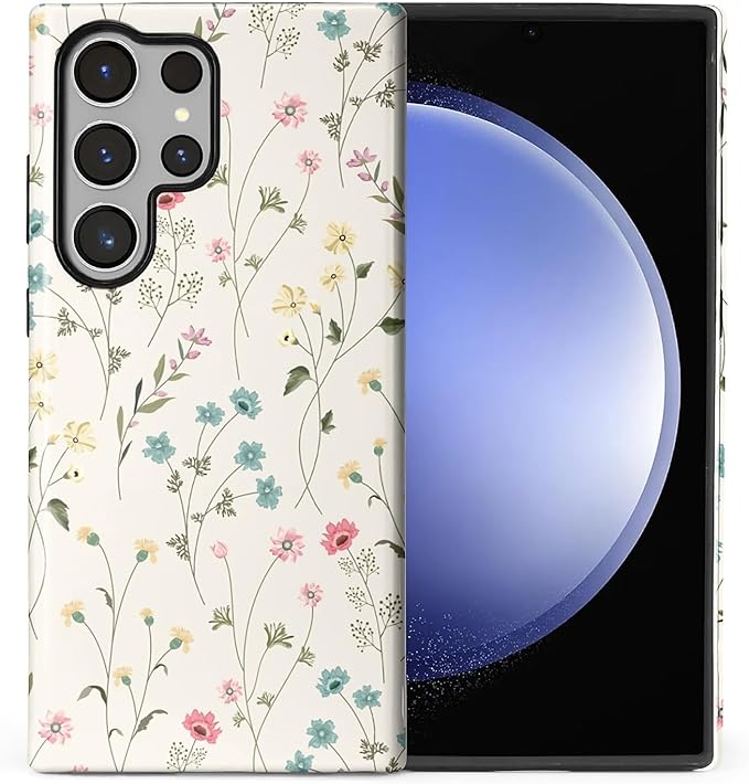 for Samsung Galaxy S24 Ultra Case, HL2 Beige Flower Branch Hybrid 2 Layer Hard by Unknown