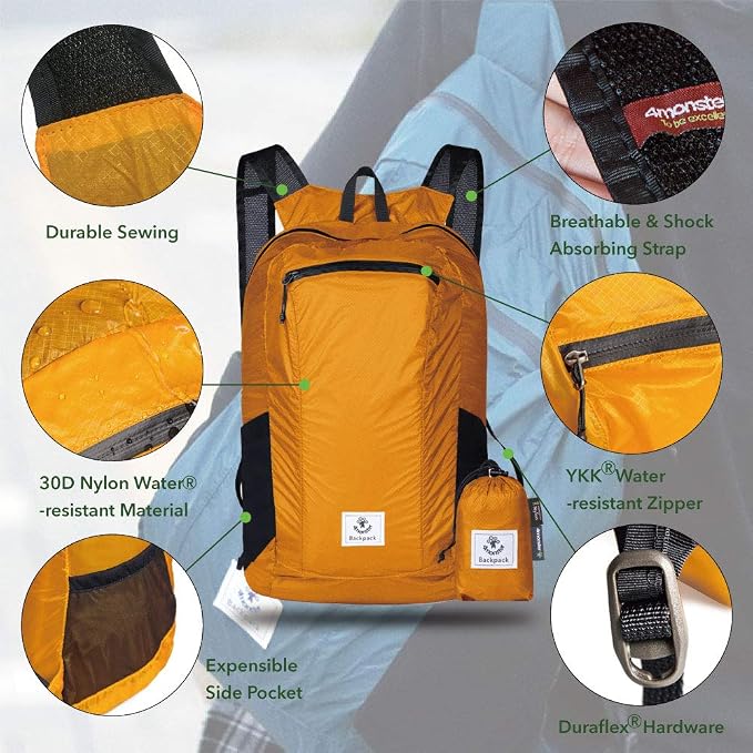 4Monster Hiking Daypack, Water Resistant Lightweight Packable Backpack - Image 2