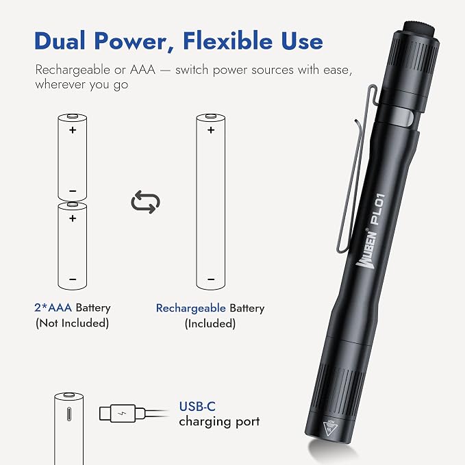 WUBEN PL01 Pen Light, 650 Lumens Pocket EDC Flashlight Rechargeable, Bright LED - Image 2
