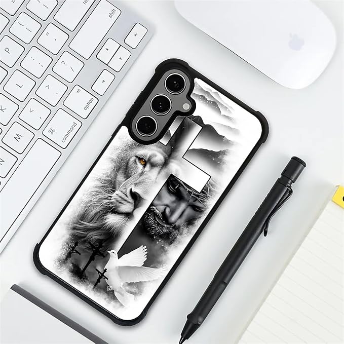 for Samsung Galaxy S24 S25 Plus Case, Lion Cross Jesus Christ Dove Pattern - Image 7