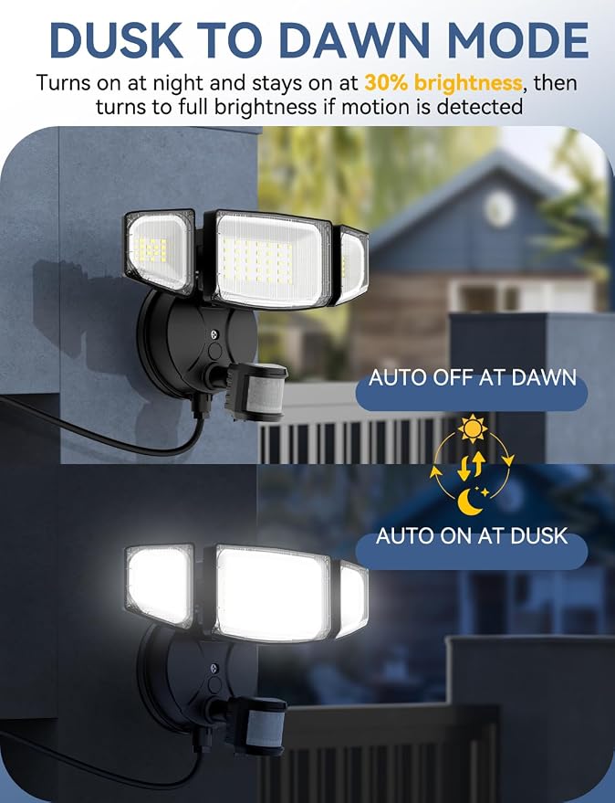 Olafus 50W Motion Sensor Outdoor Light Plug in, Motion Flood Light Dusk to Dawn - Image 3