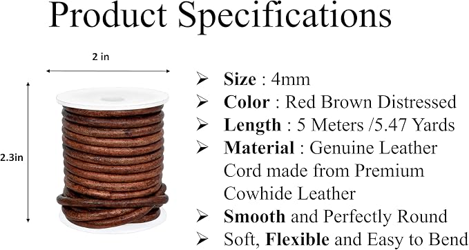 GENIQUE Real/Genuine Round Leather String Cord - Image 2