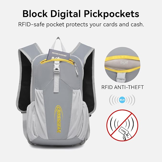 16L Small Hiking Backpack, CROSSGEAR Lightweight Waterproof Foldable Backpack - Image 5