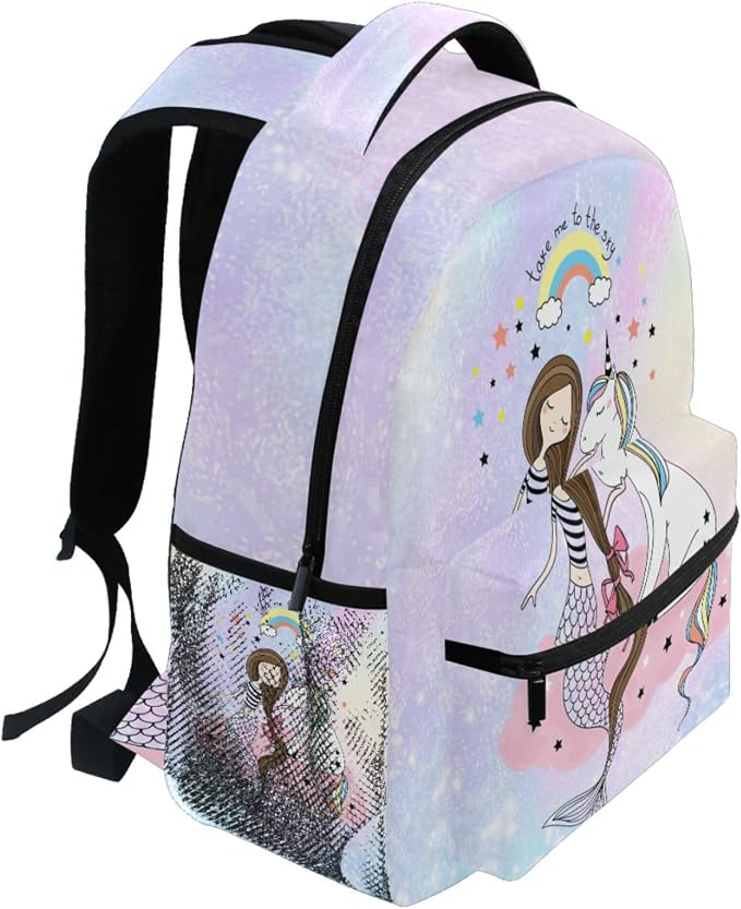 Wamika Mermaid Unicorn Kids Backpack Rainbow Horse School Backpacks Boys Girls - Image 5
