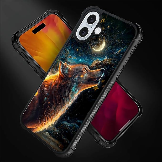 for iPhone 16 Case, Star Cave Hungry Wolf Pattern Graphic Design Girl Boy Soft - Image 4