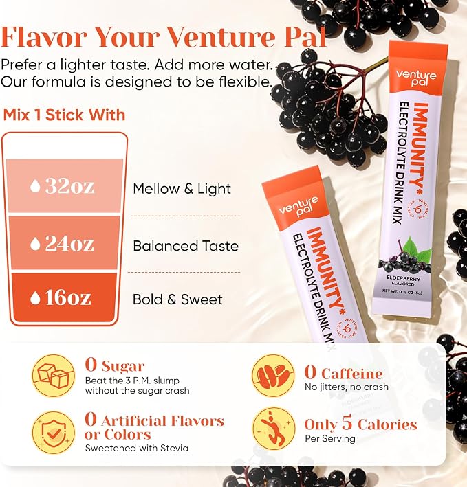Venture Pal 2-in-1 Hydration + Immune Electrolytes Powder Packets - Image 7