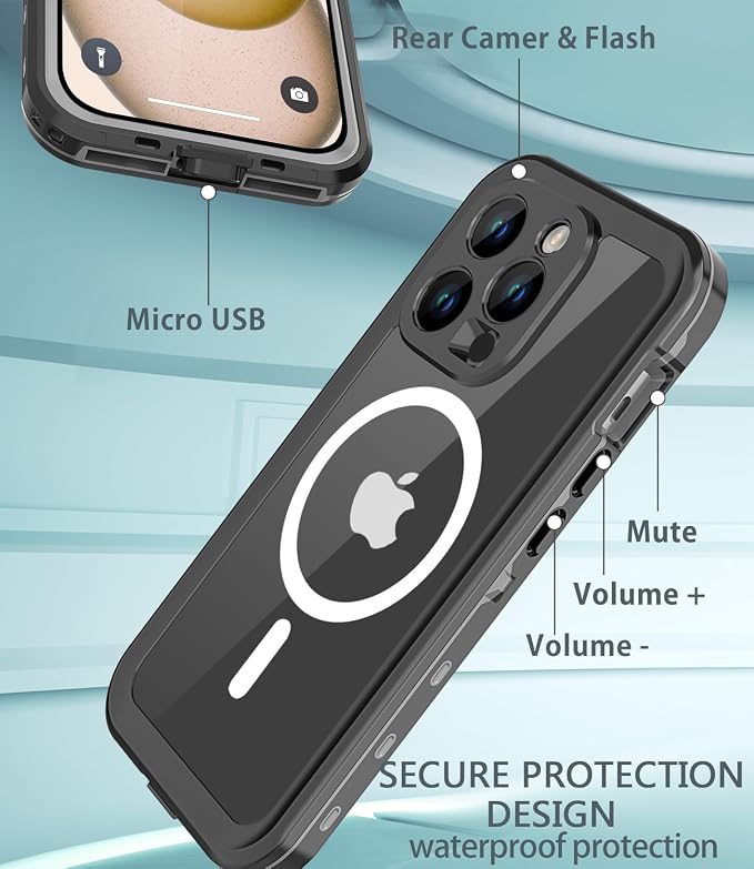 for iPhone 15 Pro Case Waterproof, Full-Body Hard Case Built-in - Image 6