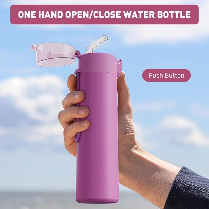 9oz Small Water Bottles with Straw, Mini Water Bottle with One-Hand Open Design - Image 4