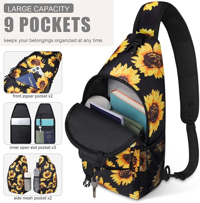 Pritent Crossbody Bags for Women Men Trendy Sling Bag Backpack Casual Chest Bag - Image 3